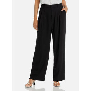 WAYF Women Wilson Pleated Wide Leg Trouser Pants Black Size S
